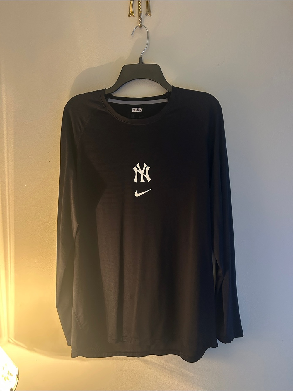 Nike Black Long Sleeve Performance Tee with White Logos